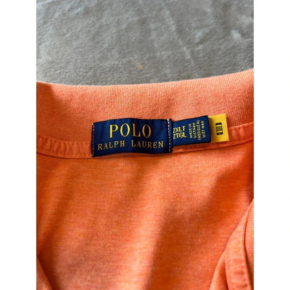 Polo Ralph Lauren Polo Shirt Mens 2XLT Orange Short Sleeve Pony Logo Cotton